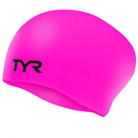 Шапочка для плавания подростковая TYR Long Hair Wrinkle-Free Silicone Cap Jr LCSJRL-693 розовый