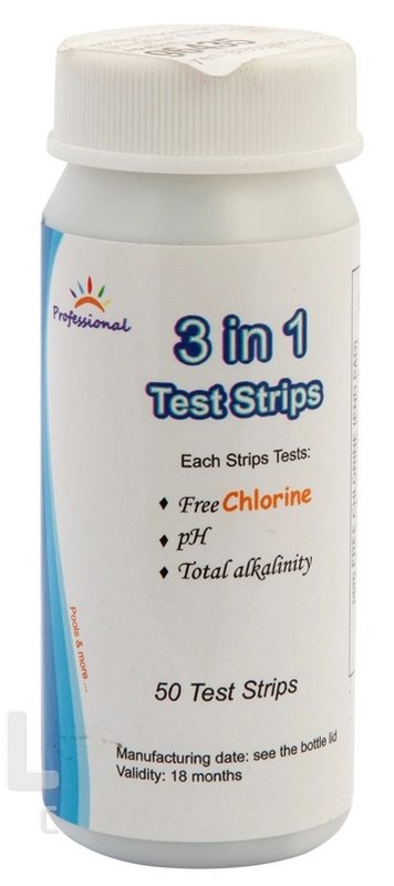 Тестер Poolmagic полоски 3in1(50шт)Free Chlor, PH, Total Alkalinity TP301 356_800