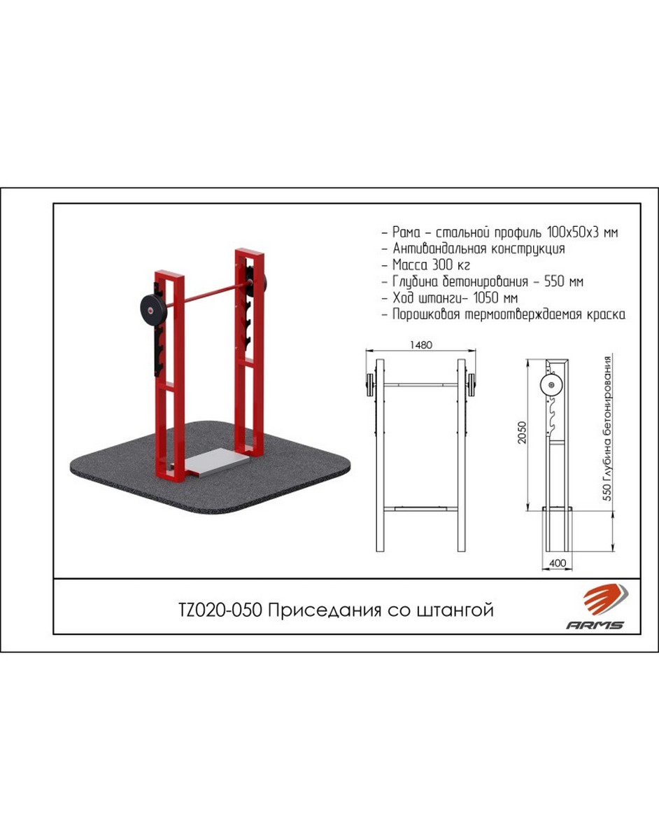 Приседания со штангой ARMS TZ020-050 942_1200